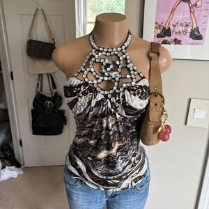 y2k 2000s mcbling avant garde halter statement top